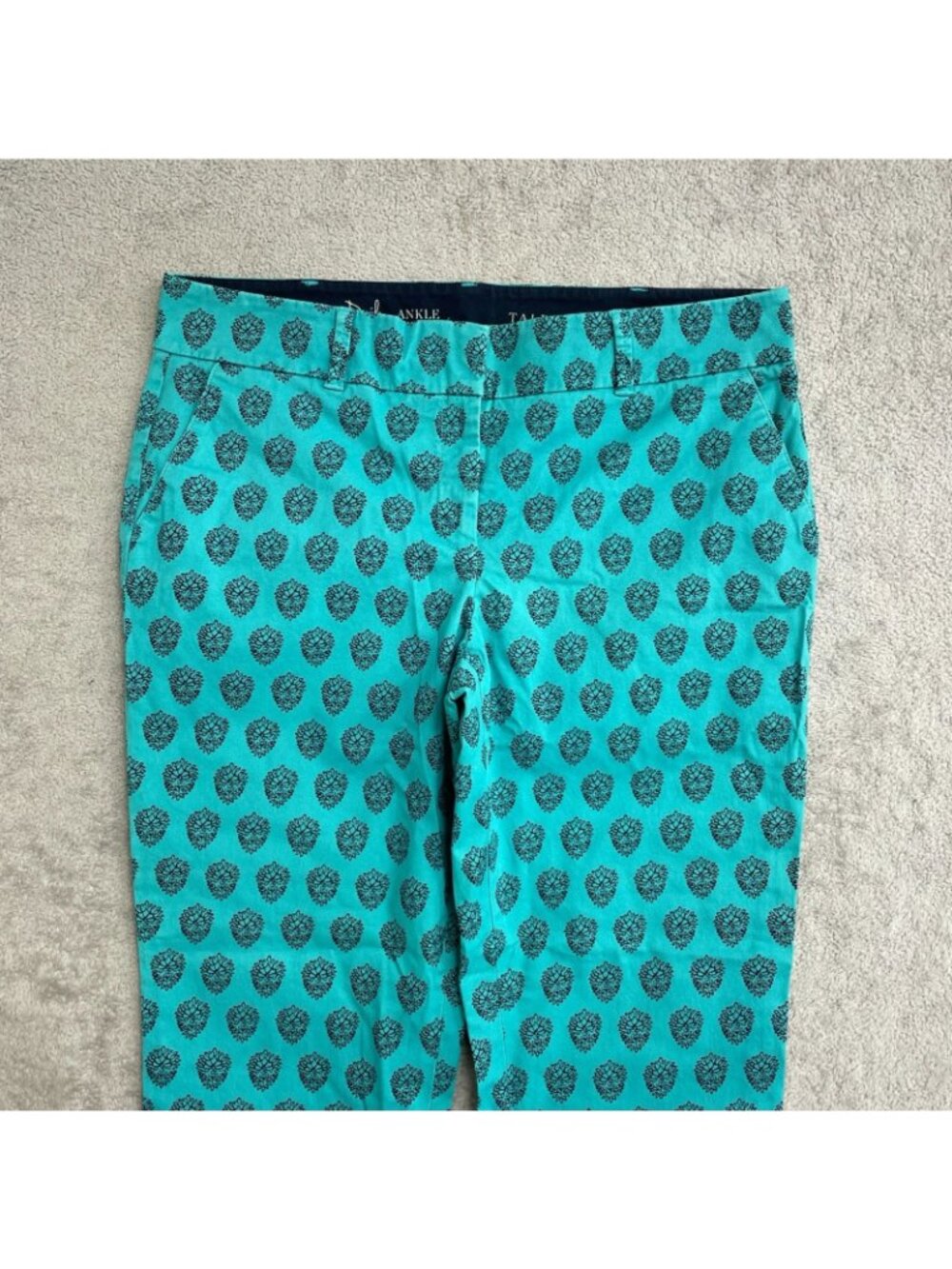 Talbots Women's 14 The Daily Ankle Chino Pants Turquoise Pinecone Print P0548 - Picture 8 of 11